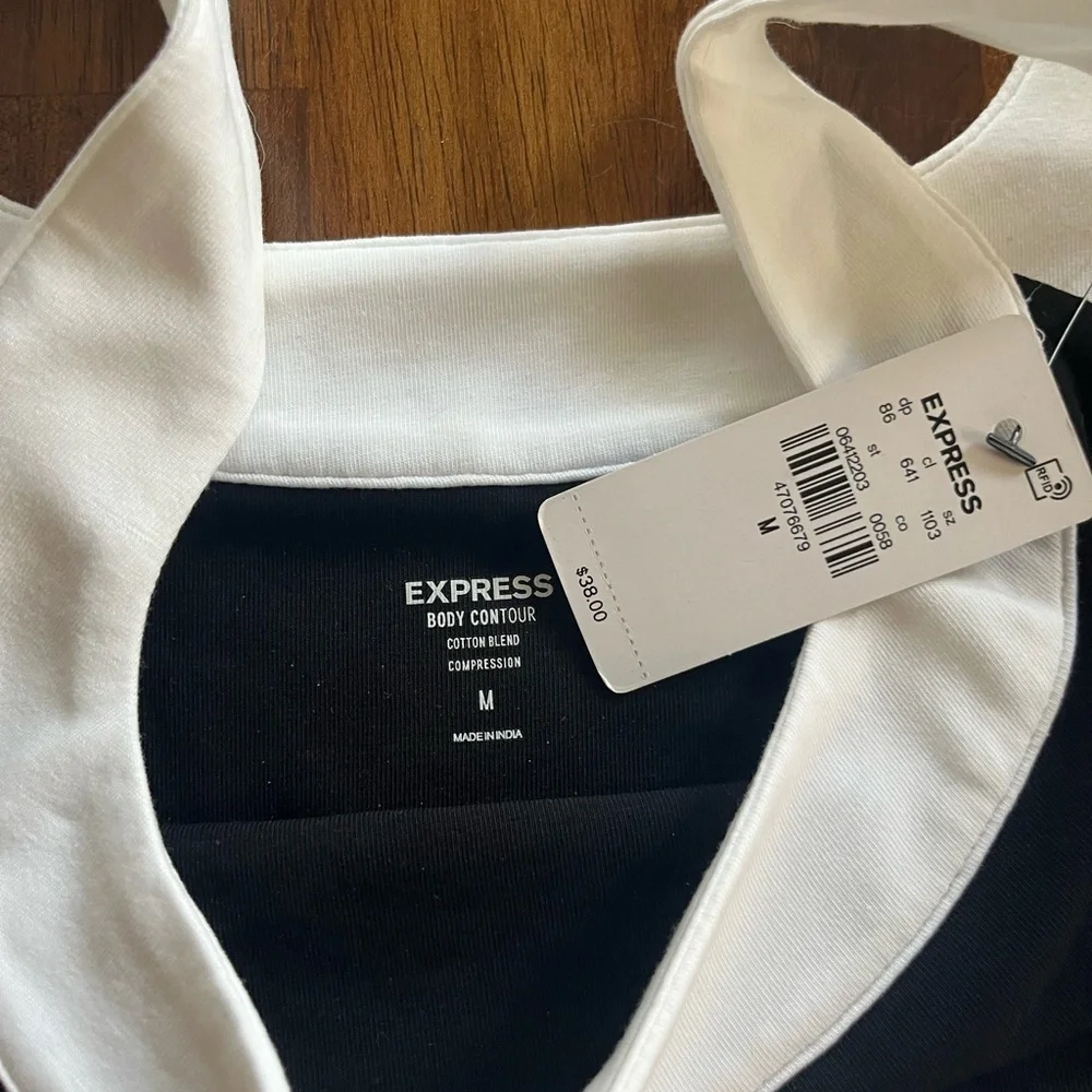 NWT Express Black and White Cropped Tank Top M - Picture 3 of 3